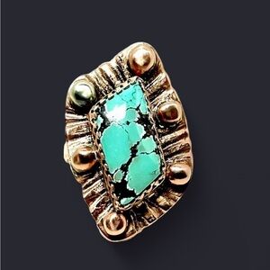 Treasure Mountain Turquoise + Copper Stud 
 Ring
